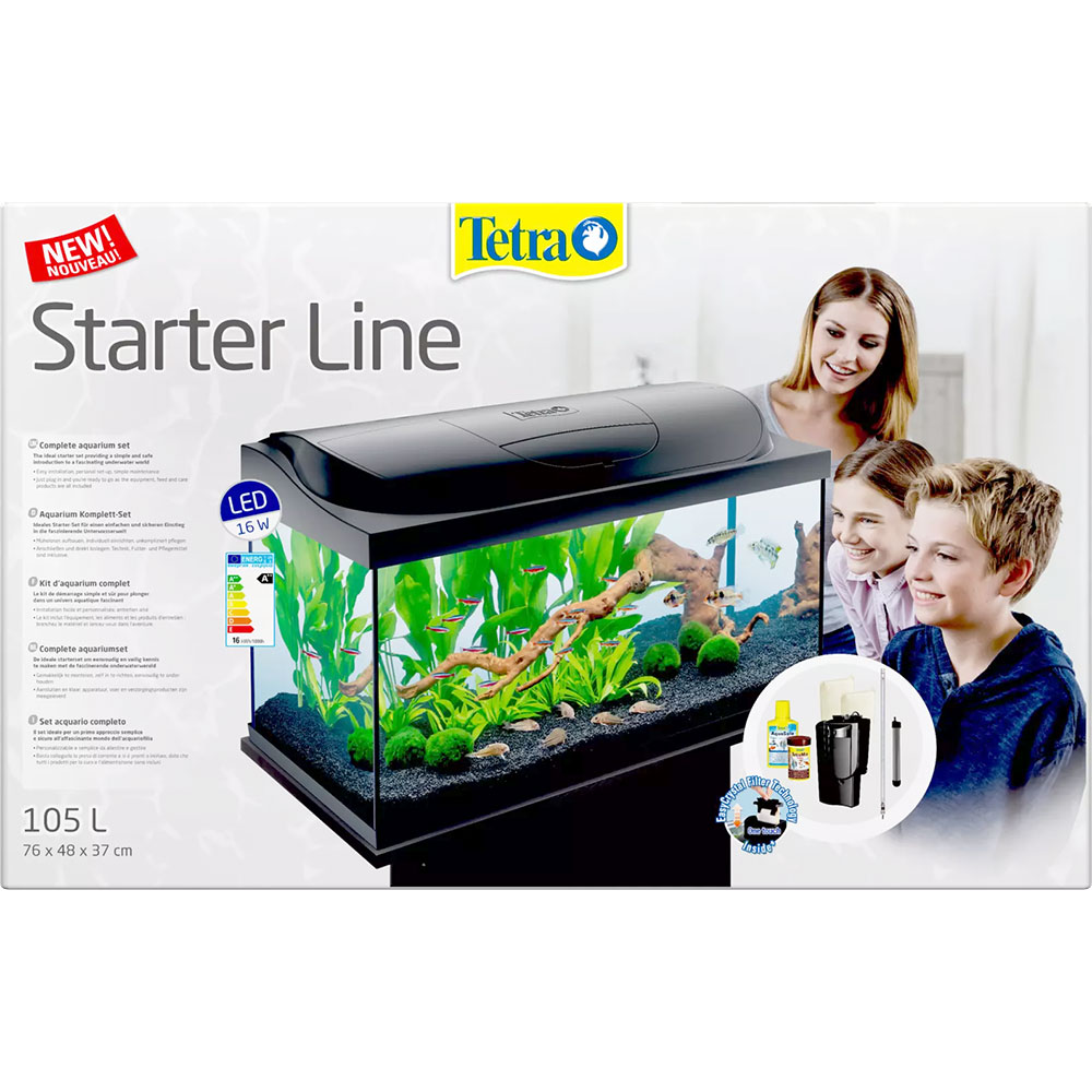 Tetra Acquario Starter Line 105 Led 16W Completo 76x48x36cm 105 litri con Luce Notturna