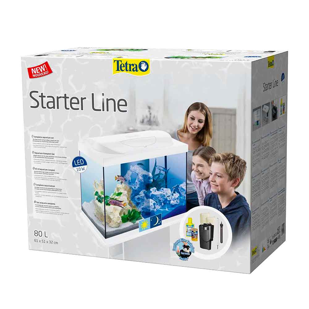 Tetra Acquario Starter Line 80 Led 10W Completo 61x32x51cm 80 litri con Luce Notturna Bianco