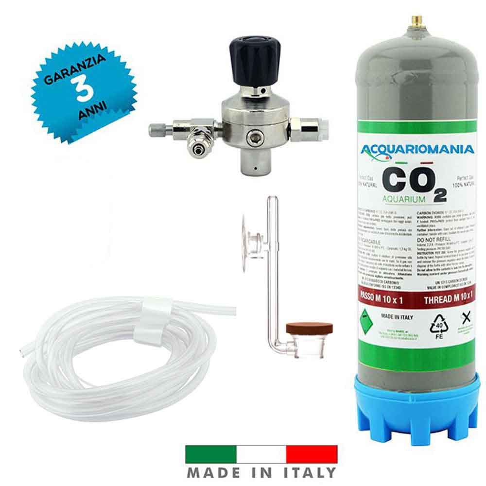 Acquariomania Impianto CO2 Minor 2 Classic Bombola 1300g con Riduttore di pressione Atomizzatore Twinstar e Tubo