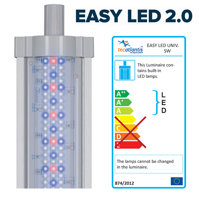 Aquatlantis Easy Led Universal 2.0 Marine &amp; Reef Lampada per attacco T5/T8/singola (ex 25W/35W) 742 mm 36W